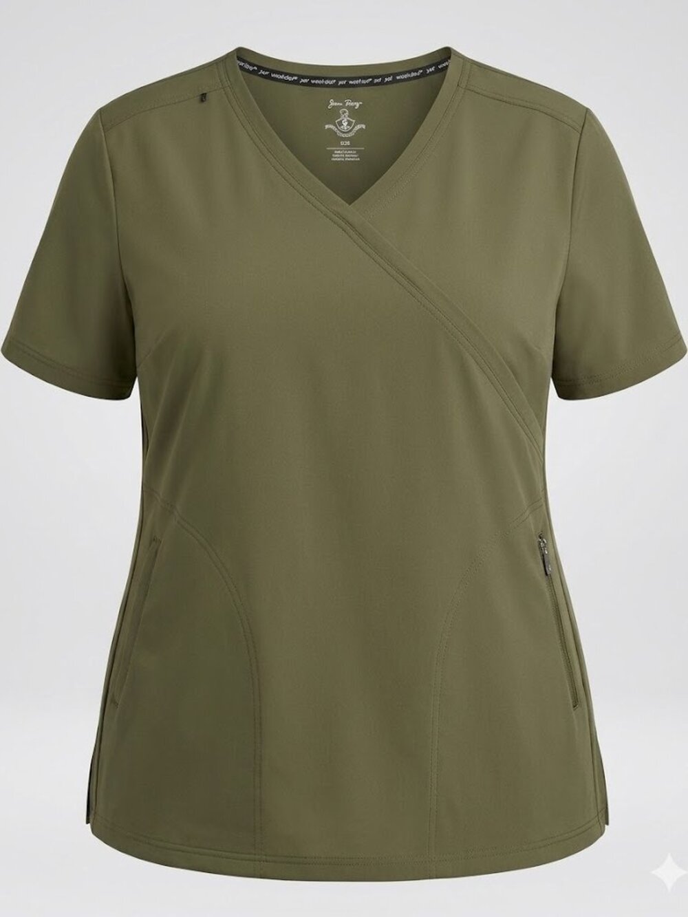 Koi Lite Reform V-Neck Scrub Top Utility Pockets Olive Green XL